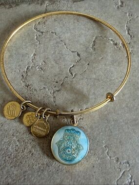 Alex and Ani Gold Hand of Fatima Bangle Bracelet